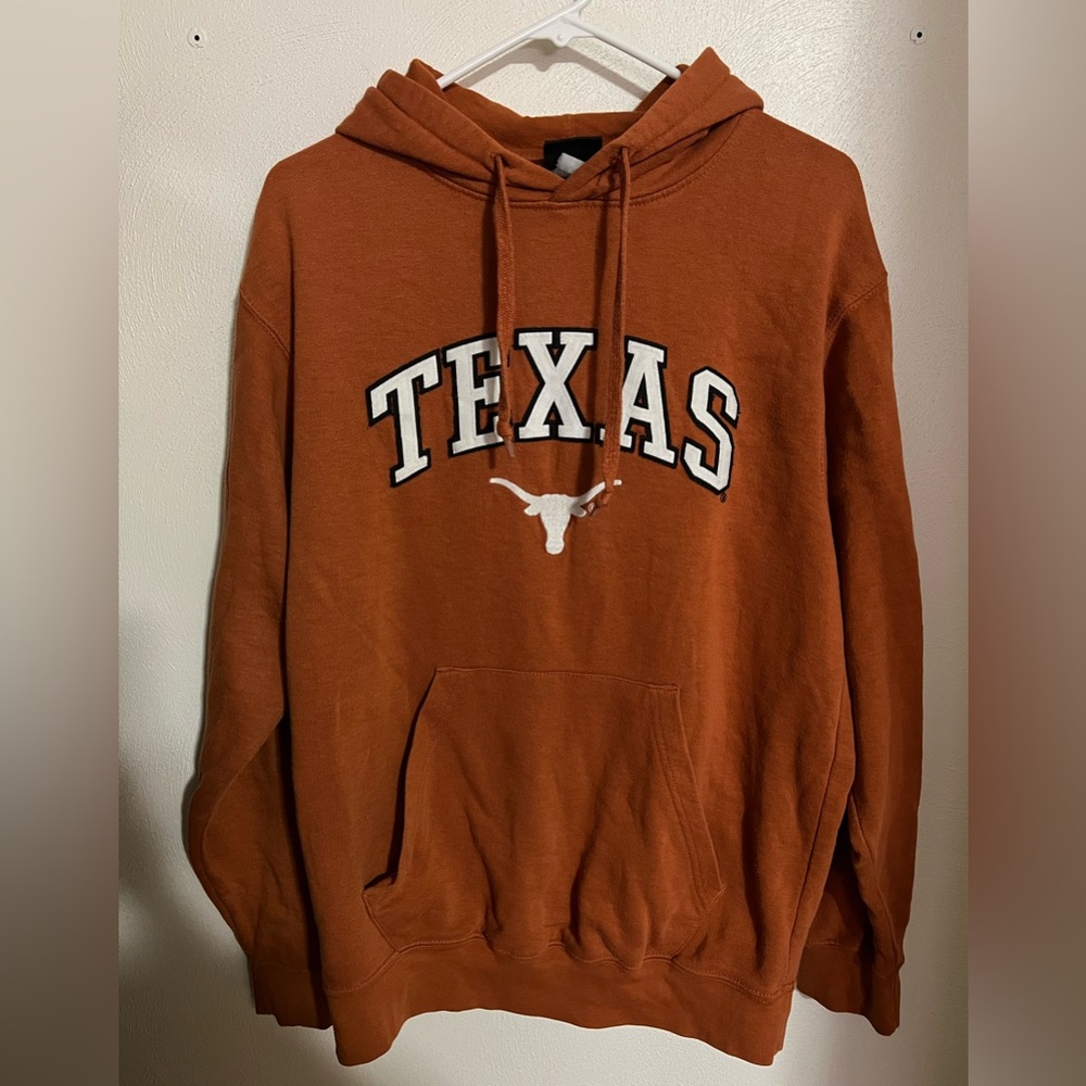 GENUINE STUFF Classic Texas Longhorns Embroidered‎ Logo Hoodie Orange White Sz M
